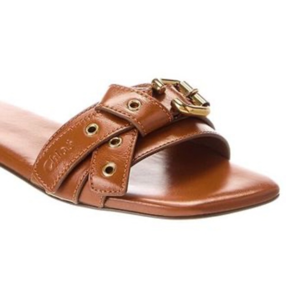 NIB $750 Chloé Mae Slide Sandal in CLAY BROWN, Size 7.5US / 37.5EU! - Picture 2 of 5